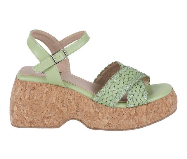 Women's GC Shoes Lucy Platform Wedge Sandals in Green color