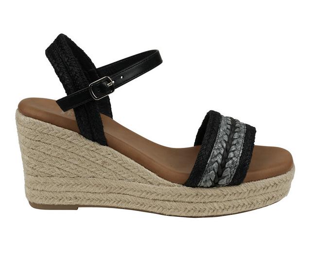 Women's GC Shoes Solene Espadrille Wedges in Black color