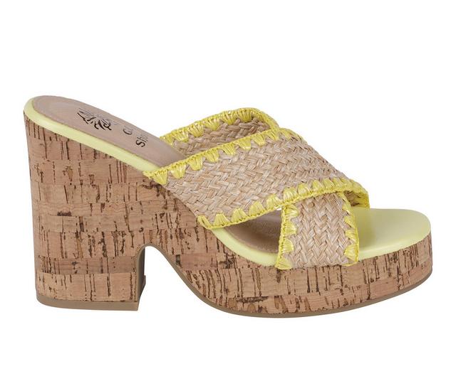 Women's GC Shoes Elsa Wedge Sandals in Yellow color