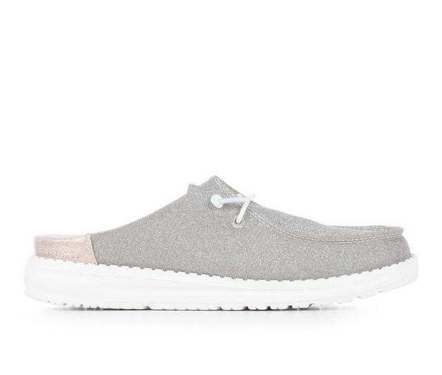 Women's HEYDUDE Wendy Slip Metallic Sparkle Casual Shoes in Rose Gold color