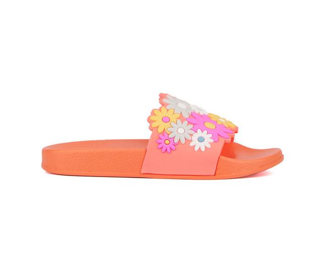Girls' Olivia Miller Little & Big Kid Daisy Sport Slides in Orange color