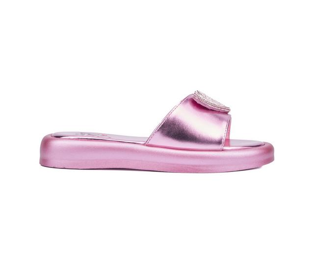 Girls' Olivia Miller Little & Big Kid Amor Sport Slides in Pink color