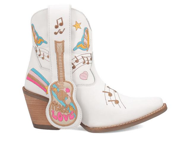 Women's Dingo Boot Melody Western Booties in White color