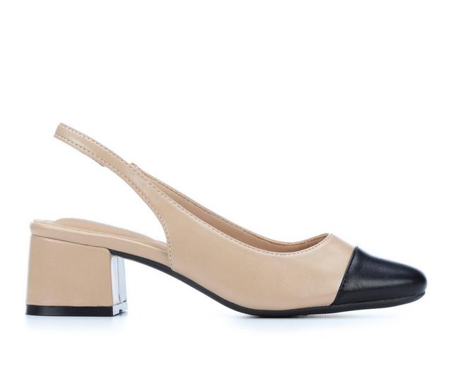 Solanz Jane Pumps in Tan/Black Pat color