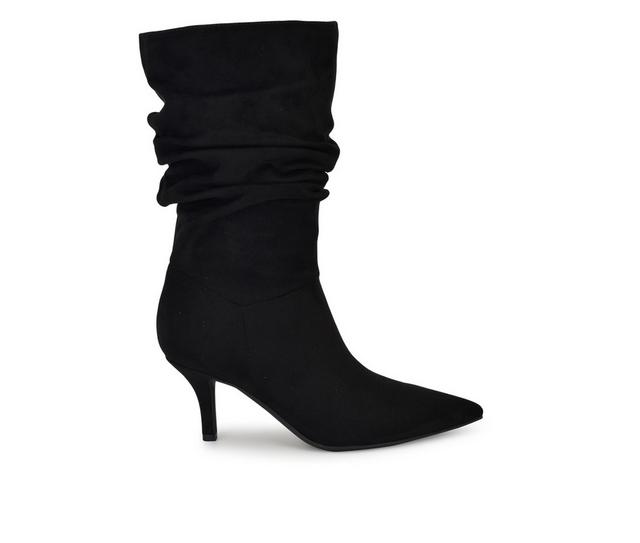 Women's Nine West Melson Mid Calf Heeled Boots in Black color