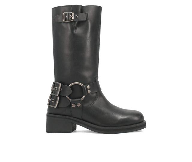 Women's Dingo Boot Harlee Mid Calf Moto Boots in Black color