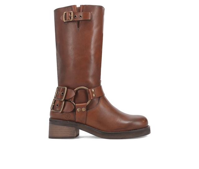 Women's Dingo Boot Harlee Mid Calf Moto Boots in Brown color