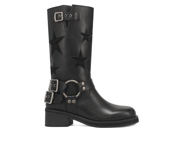 Women's Dingo Boot Blacklist Mid Calf Moto Boots in Black color