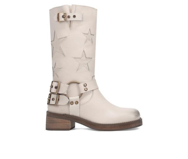 Women's Dingo Boot Blacklist Mid Calf Moto Boots in White color