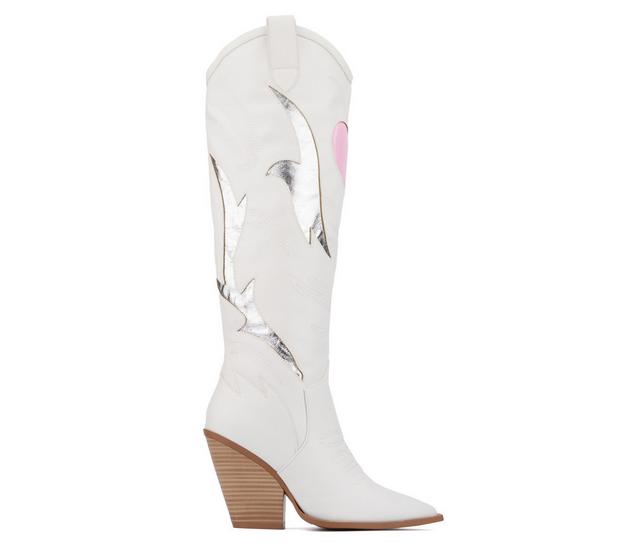 Women's Olivia Miller Blushing Beauty Knee High Boots in White color