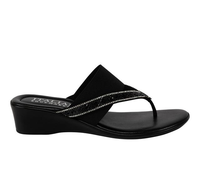 Women's Italian Shoemakers Deleiza Wedge Flip-Flops in Black color