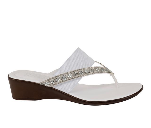 Women's Italian Shoemakers Deleiza Wedge Flip-Flops in White color