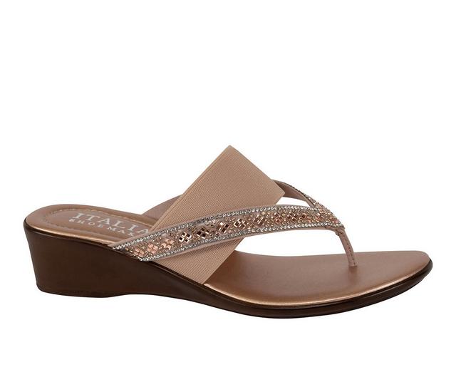 Women's Italian Shoemakers Deleiza Wedge Flip-Flops in Rose Gold color