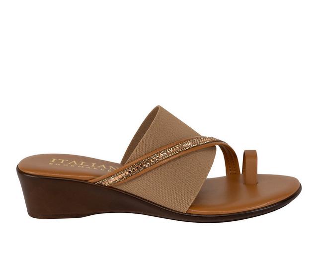Women's Italian Shoemakers Sianni Wedge Flip-Flops in Tan color