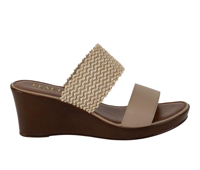 Women's Italian Shoemakers Yamari Platform Wedge Sandals in Taupe color