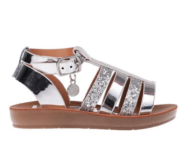 Girls' Bebe Toddler Lil Laurens Flatform Sandals in Silver color