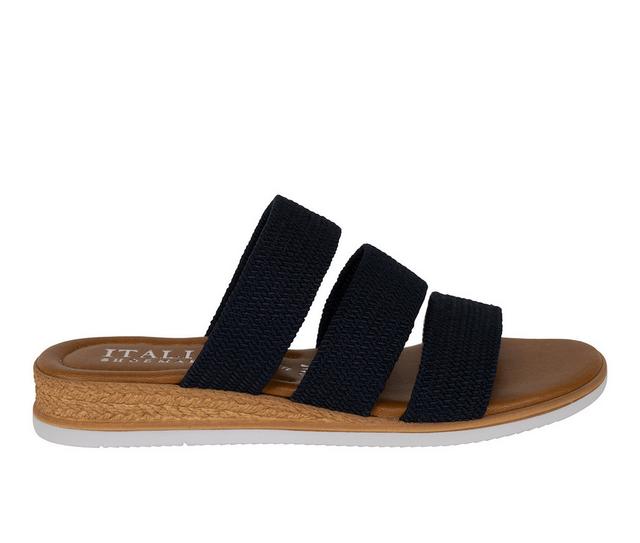 Women's Italian Shoemakers Hylee Low Wedge Sandals in Navy color