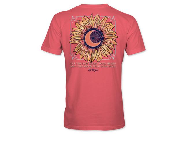 Lily Grace Sunflower Moon Short Sleeve Shirt in CORAL color