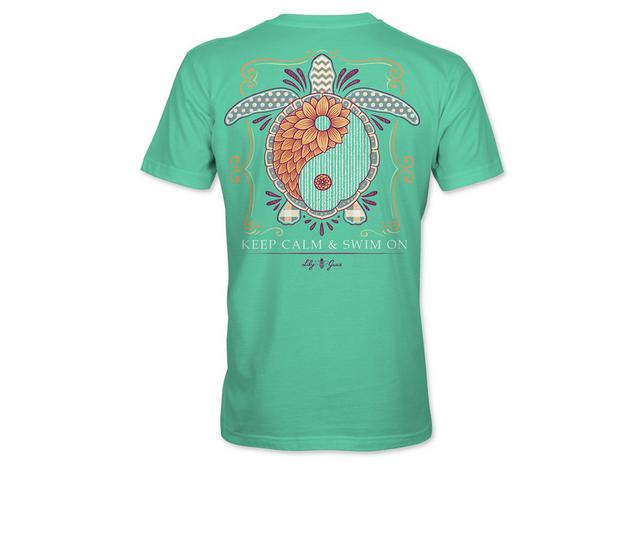 Lily Grace Yin Yang Turtle Short Sleeve Shirt in TURQUOISE color