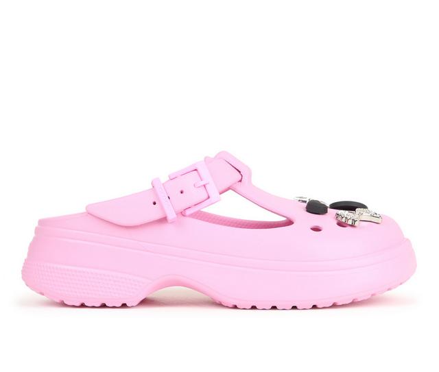 Women's Crocs Classic Mary Jane Clogs in Pink Tweed color
