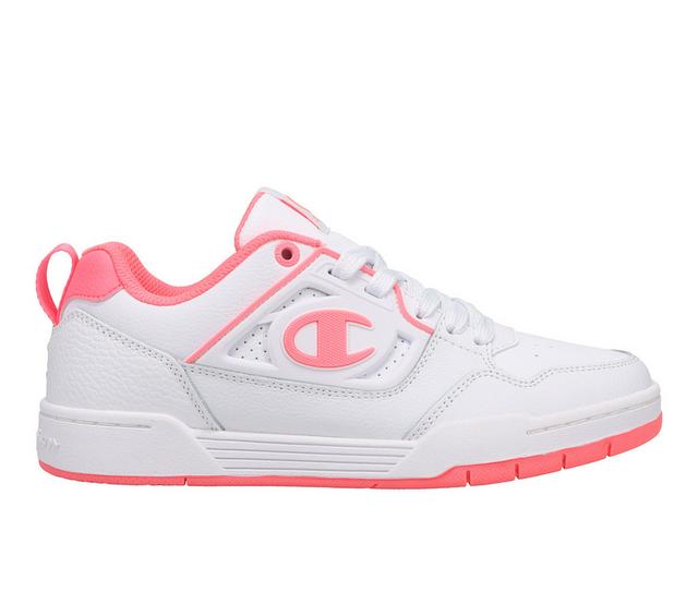 Women's Champion 5 on 5 Lo Sneakers in White/Pink color