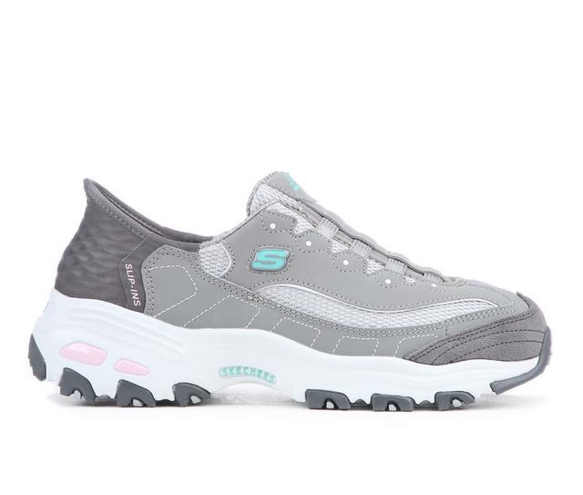 Women's Skechers 150238 Slip In D'Lites Sneakers in Grey/Turq/Pink color