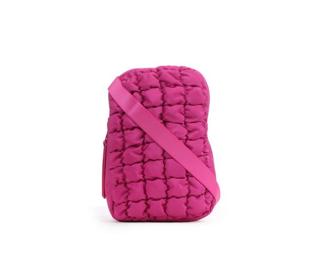 Madden Girl Puckered Nylon Sling Handbag in Magenta color