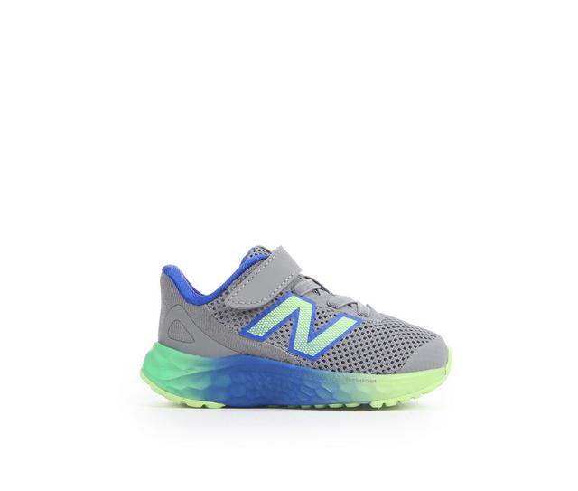 Boys' New Balance Infant & Toddler Arishi V4 Running Shoes in Gry/Green/Blue color