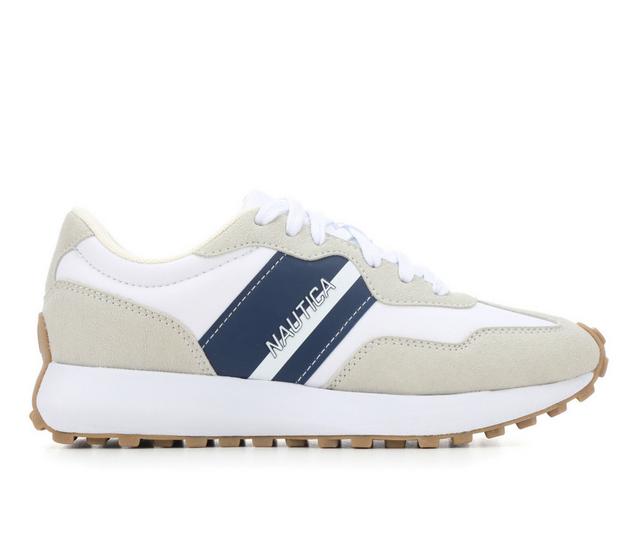 Women's Nautica Haddick Casual Sneakers in White/Navy/Grey color