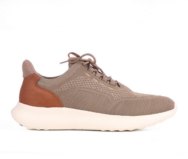 Men's Johnston and Murphy Amherst 2.0 Knit U-Throat Dress Sneakers in Taupe Knit color