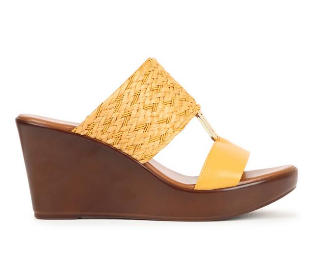 Women's Italian Shoemakers Dessy Wedges in Mustard color