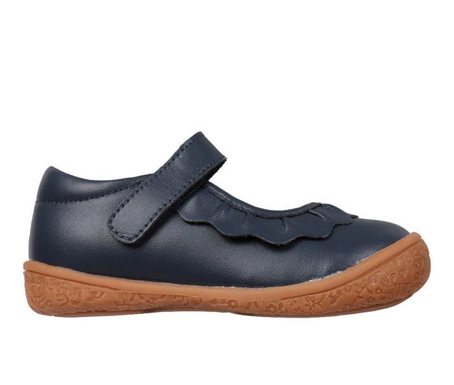 Girls' Oomphies Toddler & Little Kid Amina Leather Flats in Navy Leather color