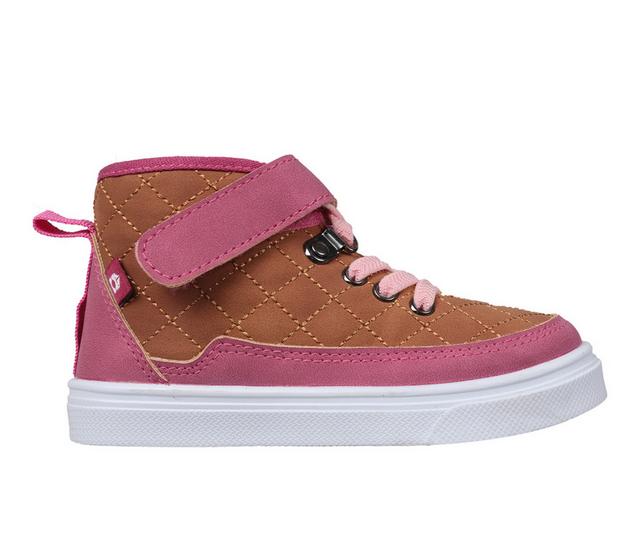 Girls' Oomphies Toddler & Little Kid Wrenley High Top Sneakers in Fuchsia/Brown color