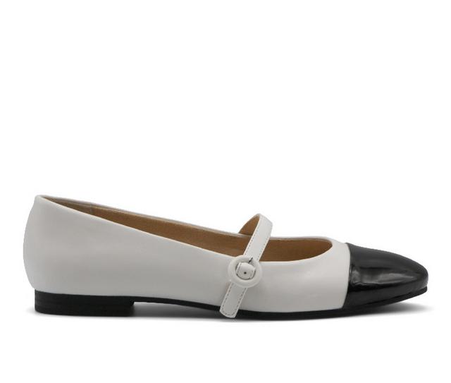 Women's Charles by Charles David Blaine Mary Jane Flats in White/Black color
