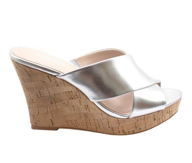 Women's Charles by Charles David Latrice Wedge Sandals in Silver color