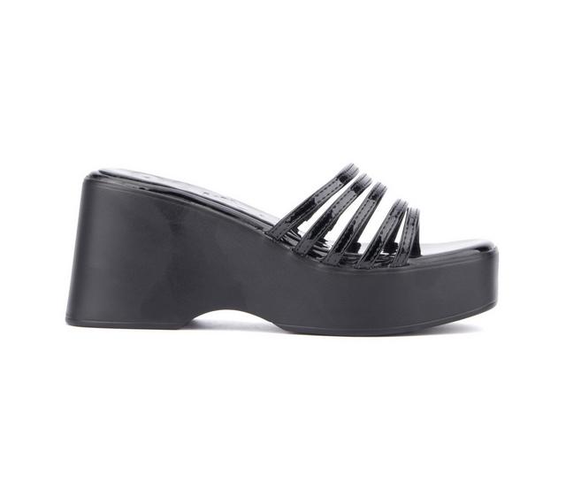 Women's Olivia Miller Dreamer Wedge Sandals in Black color