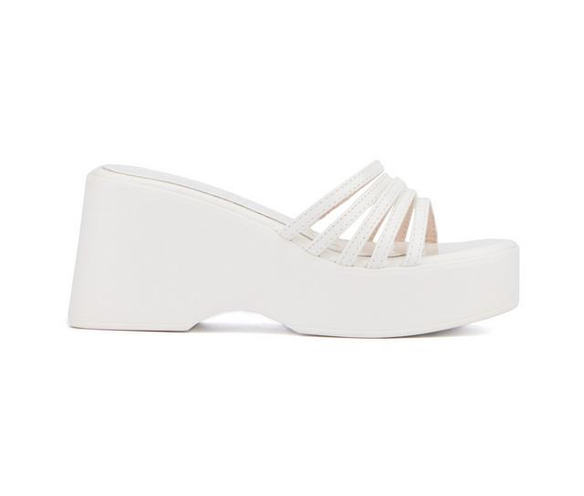 Women's Olivia Miller Dreamer Wedge Sandals in White color