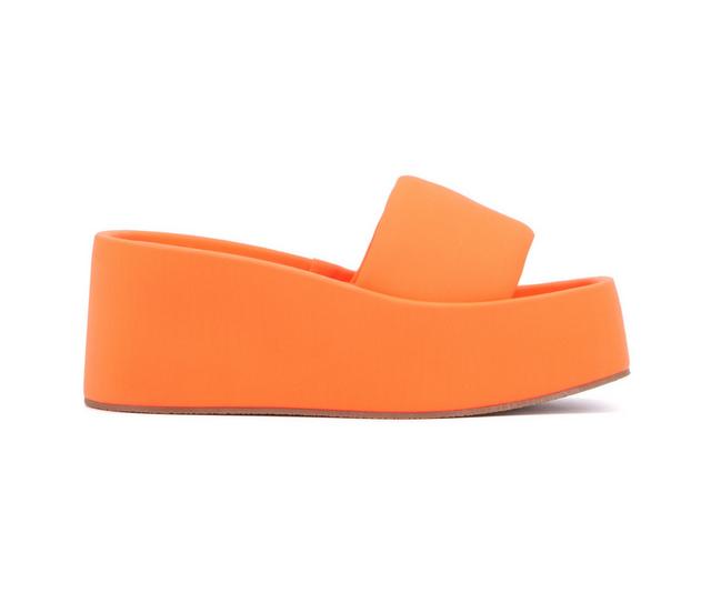 Women's Olivia Miller Uproar Platform Wedge Sandals in Orange color