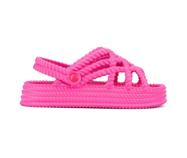 Women's Olivia Miller Jazzy Platform Sandals in Hot Pink color