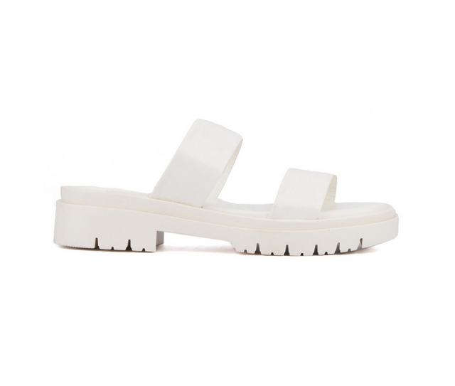 Women's Olivia Miller Tempting Platform Sandals in White color