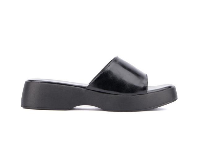 Women's Olivia Miller Ambition Platform Wedge Sandals in Black color