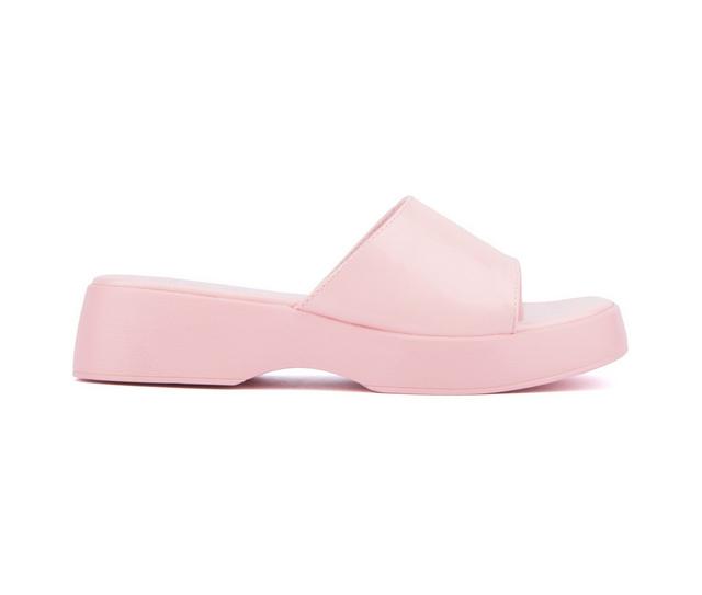 Women's Olivia Miller Ambition Platform Wedge Sandals in Pink color