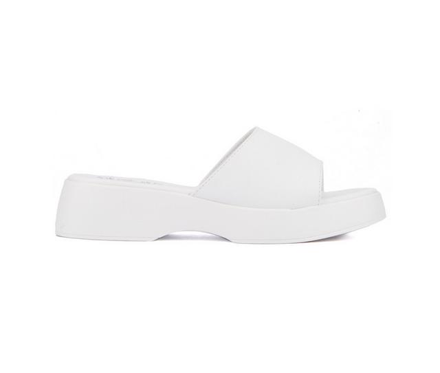 Women's Olivia Miller Ambition Platform Wedge Sandals in White color