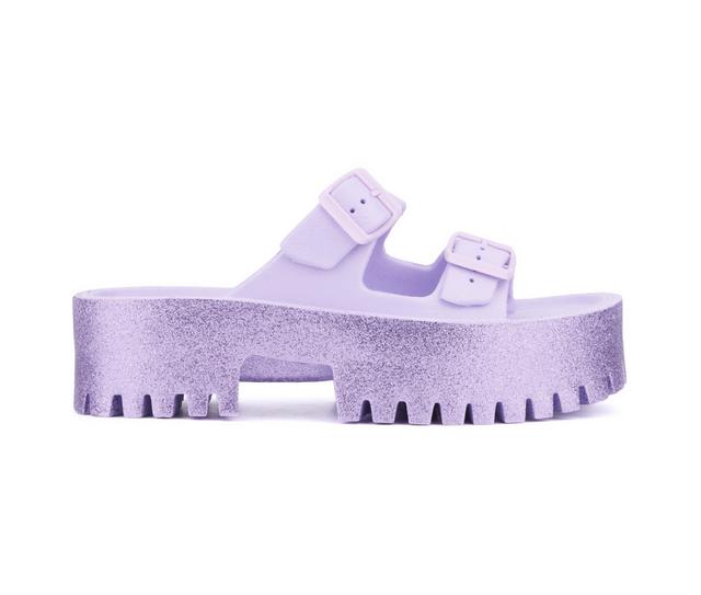 Women's Olivia Miller Sparkles Platform Sandals in Lavender color