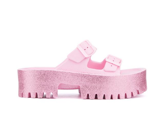Women's Olivia Miller Sparkles Platform Sandals in Pink color