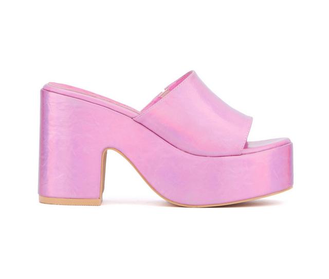 Women's Olivia Miller Crush Platform Dress Sandals in Neon Pink color