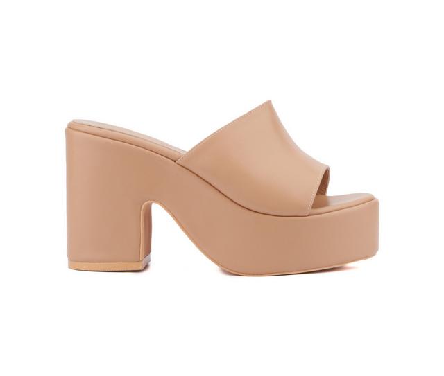 Women's Olivia Miller Crush Platform Dress Sandals in Nude color