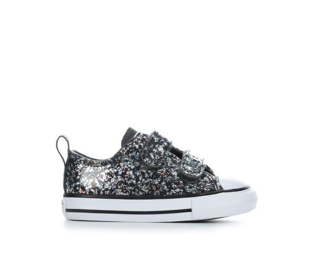 Girls' Converse Toddler CTAS Glitter OX Sneakers in Dark/White/Blk color