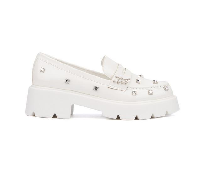 Women's Olivia Miller Luscious Chunky Loafers in White color