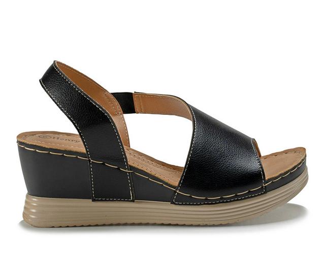 Women's Henry Ferrara Comfort-70 Wedge Sandals in Black color